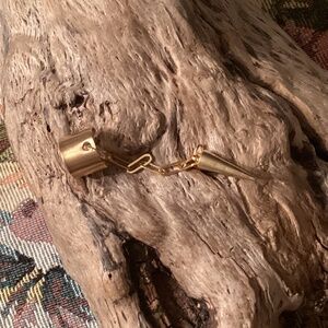 Gold Brass Ear Cuff​ w/ Spike Chain Dangle